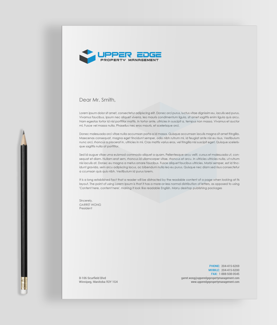 Stationery Design by chandrayaan.creative for Upper Edge Property Management Inc. | Design #17342122