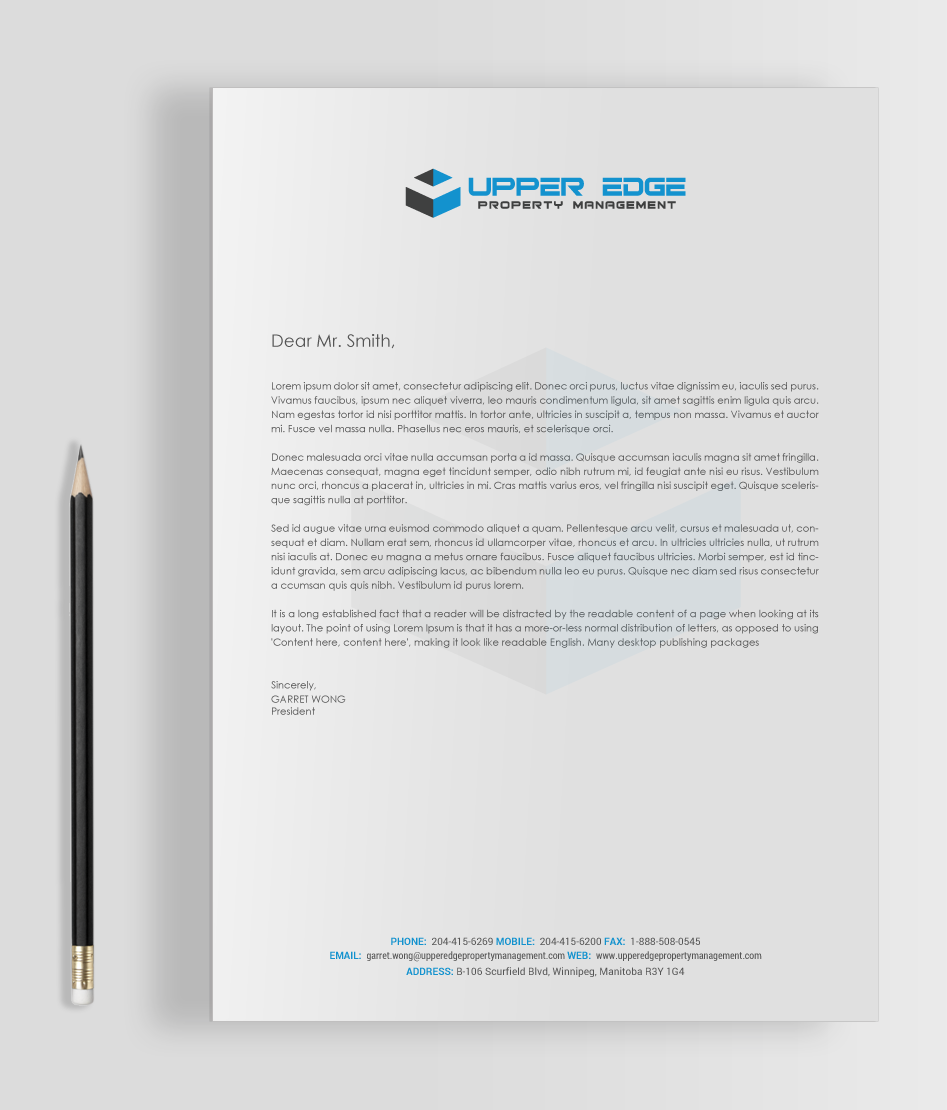 Stationery Design by chandrayaan.creative for Upper Edge Property Management Inc. | Design #17342123