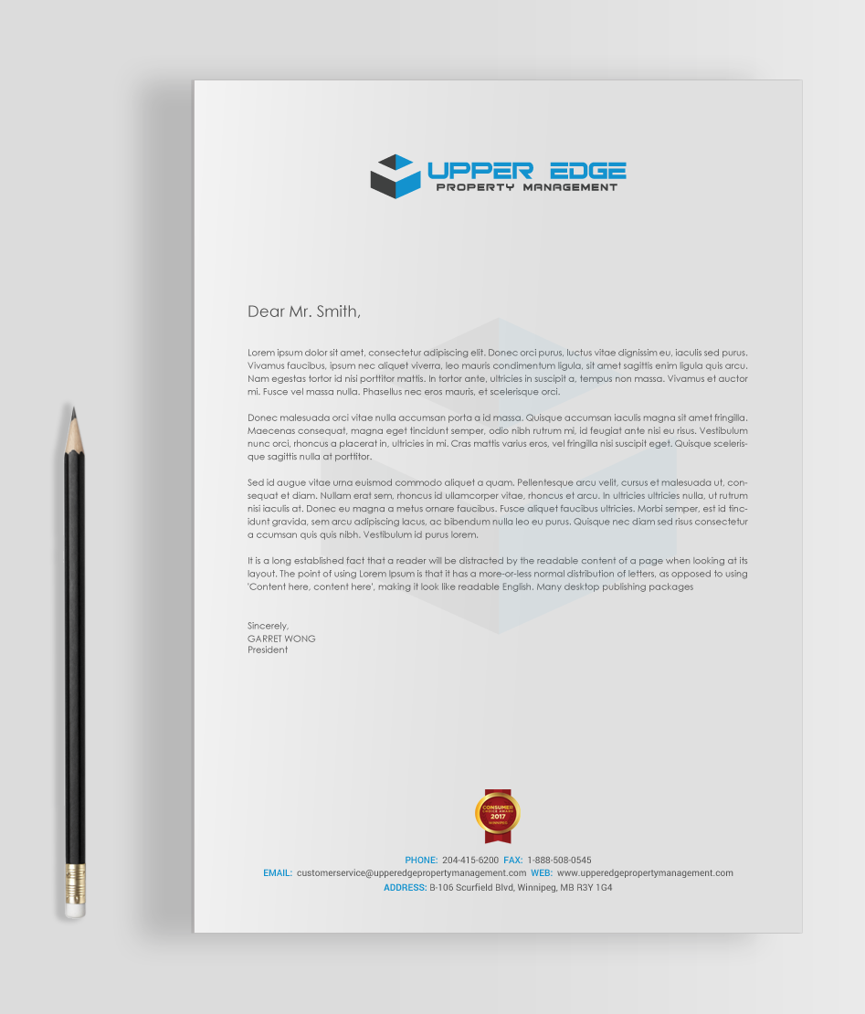 Design de Papeterie par chandrayaan.creative pour Upper Edge Property Management Inc. | Design #17365188