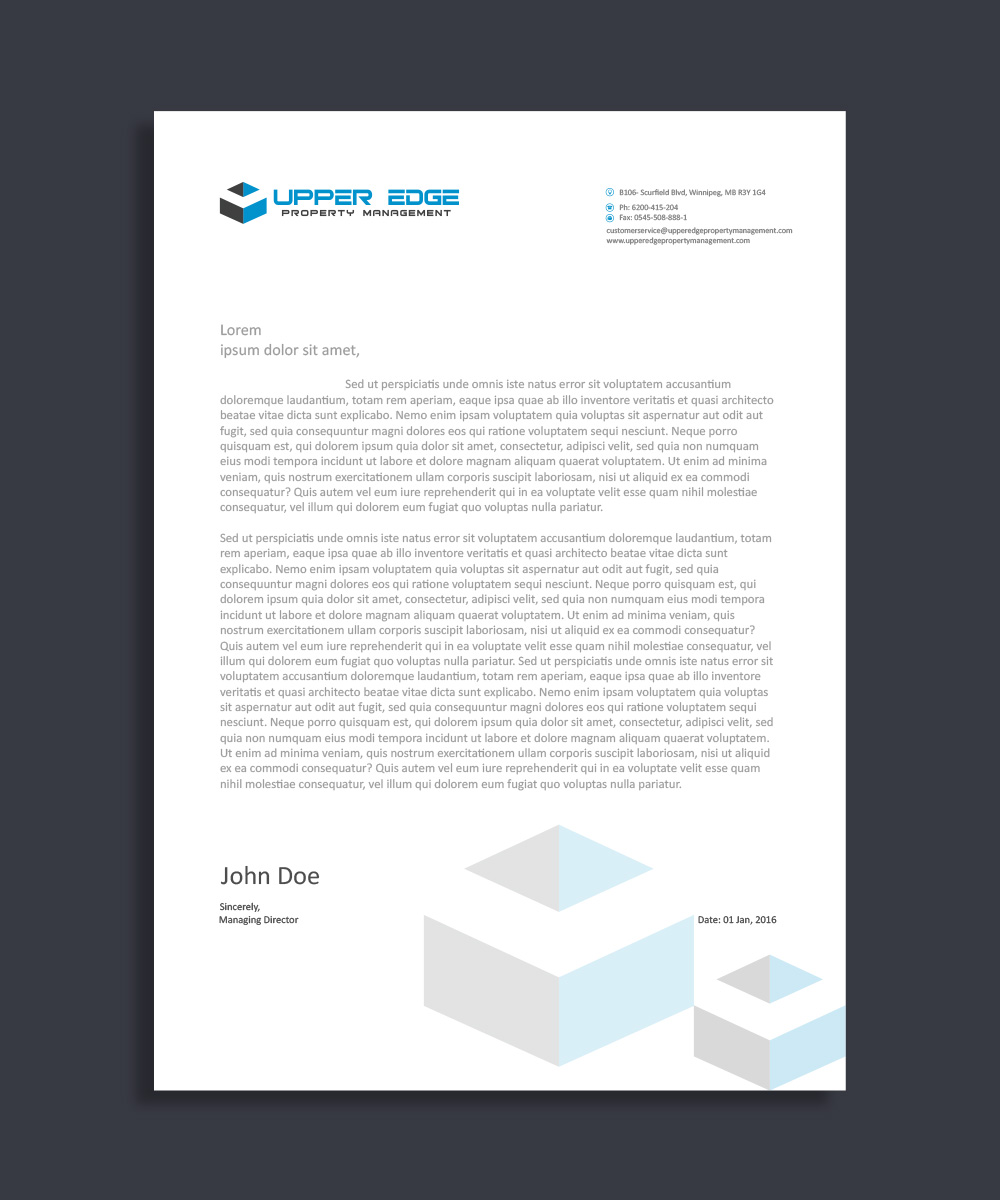 Schreibwaren-Design von nody-Designs für Upper Edge Property Management Inc. | Design #17387462