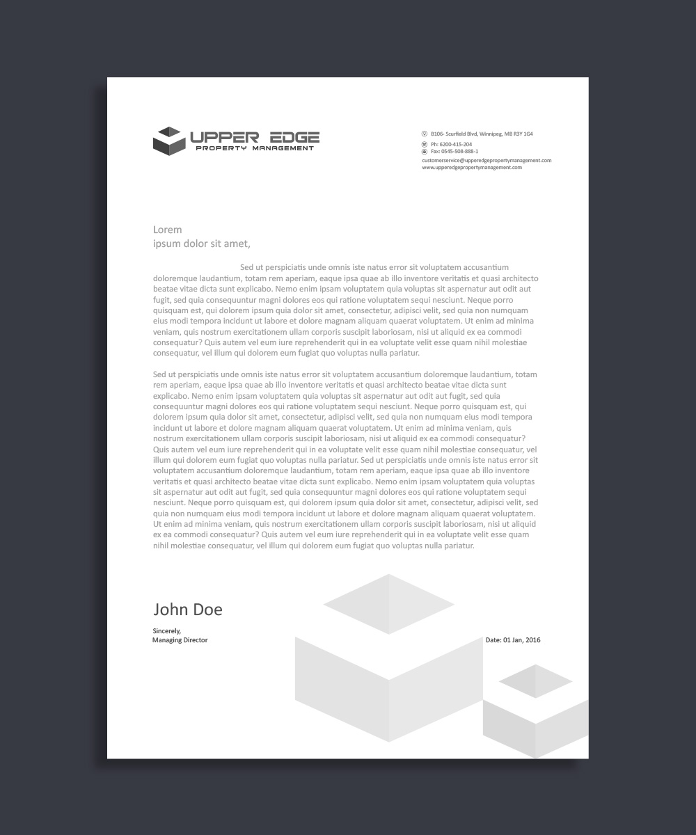 Stationery Design by nody-Designs for Upper Edge Property Management Inc. | Design #17387544
