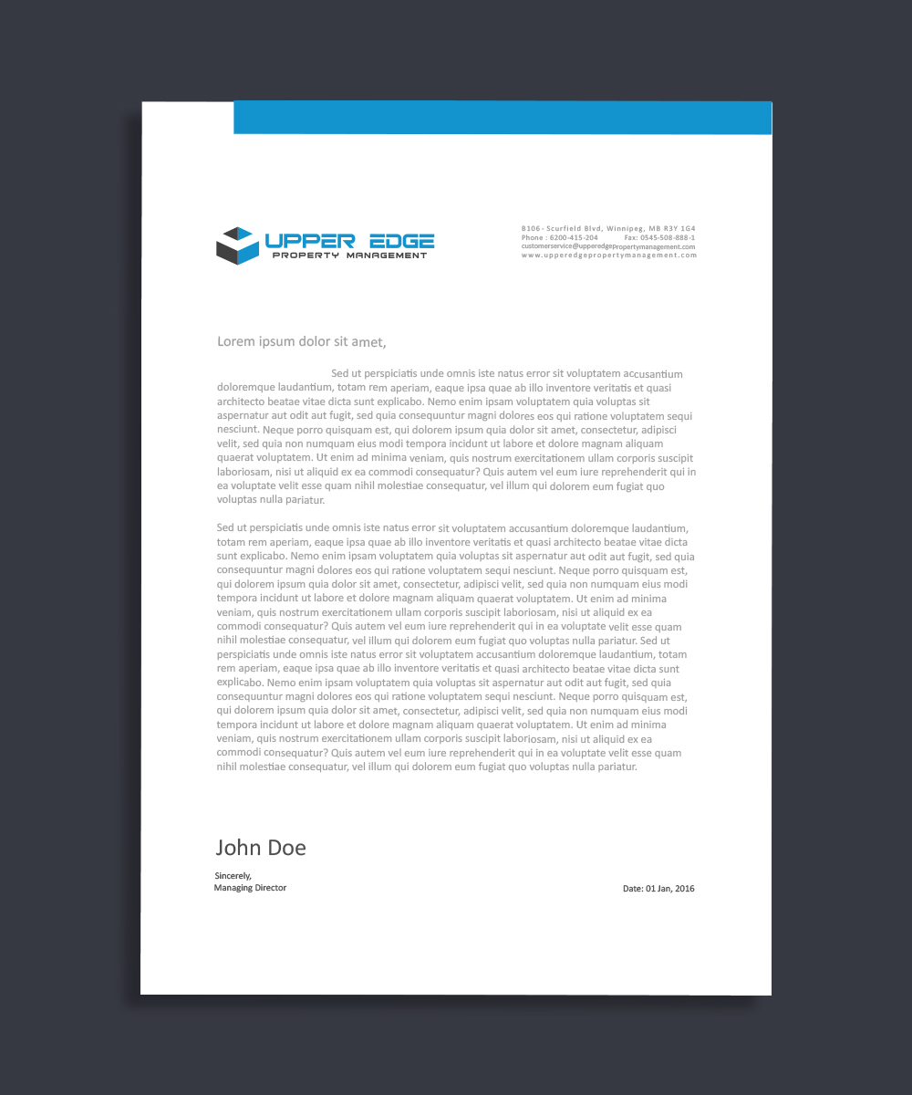 Stationery Design by nody-Designs for Upper Edge Property Management Inc. | Design #17388940