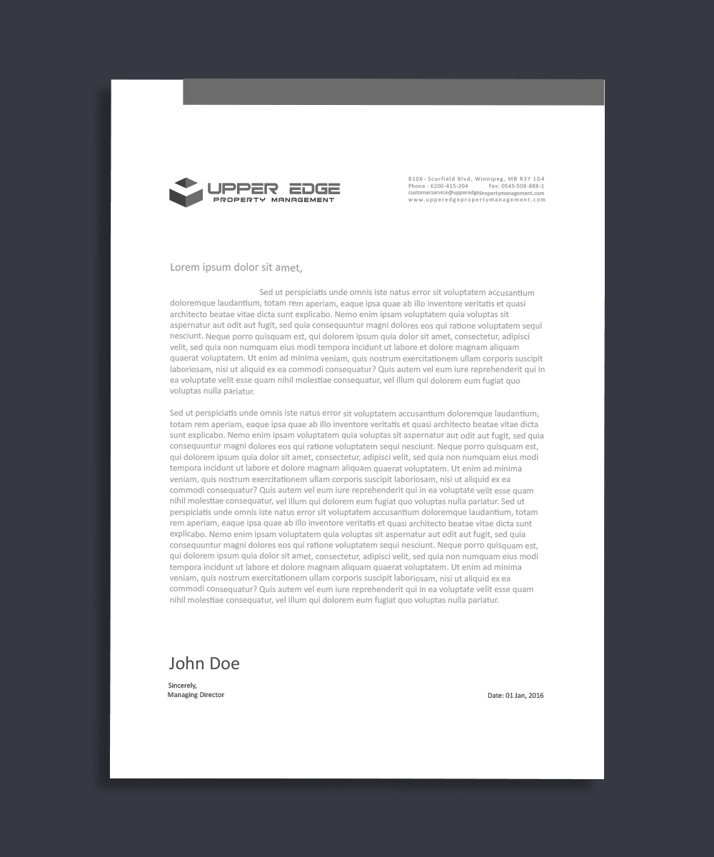 Stationery Design by nody-Designs for Upper Edge Property Management Inc. | Design #17388941