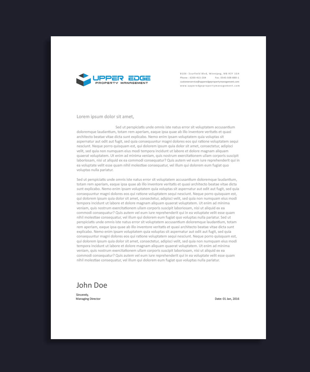Stationery Design by nody-Designs for Upper Edge Property Management Inc. | Design #17413320
