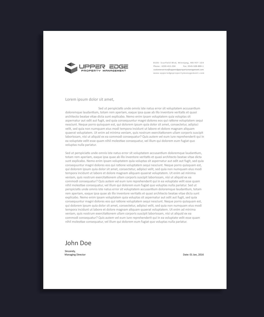 Stationery Design by nody-Designs for Upper Edge Property Management Inc. | Design #17413323