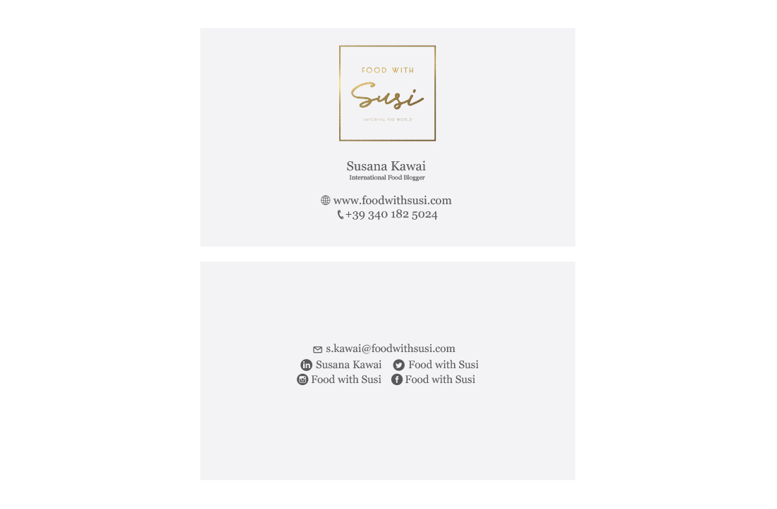 Business Card Design by GLDesigns for Food with Susi | Design #17348503