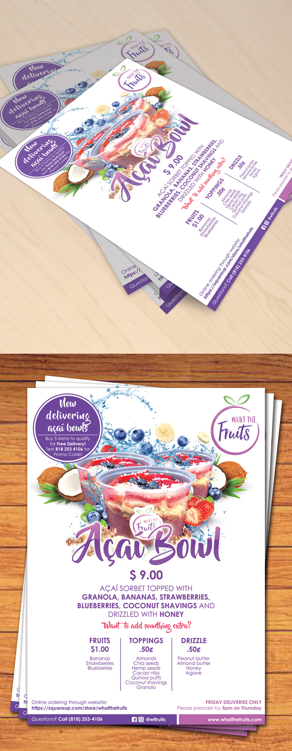 Flyer Design by Erkou for What The Fruits | Design #17526038