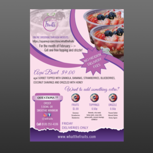 Flyer Design by Creative Jiniya for What The Fruits | Design: #17488169