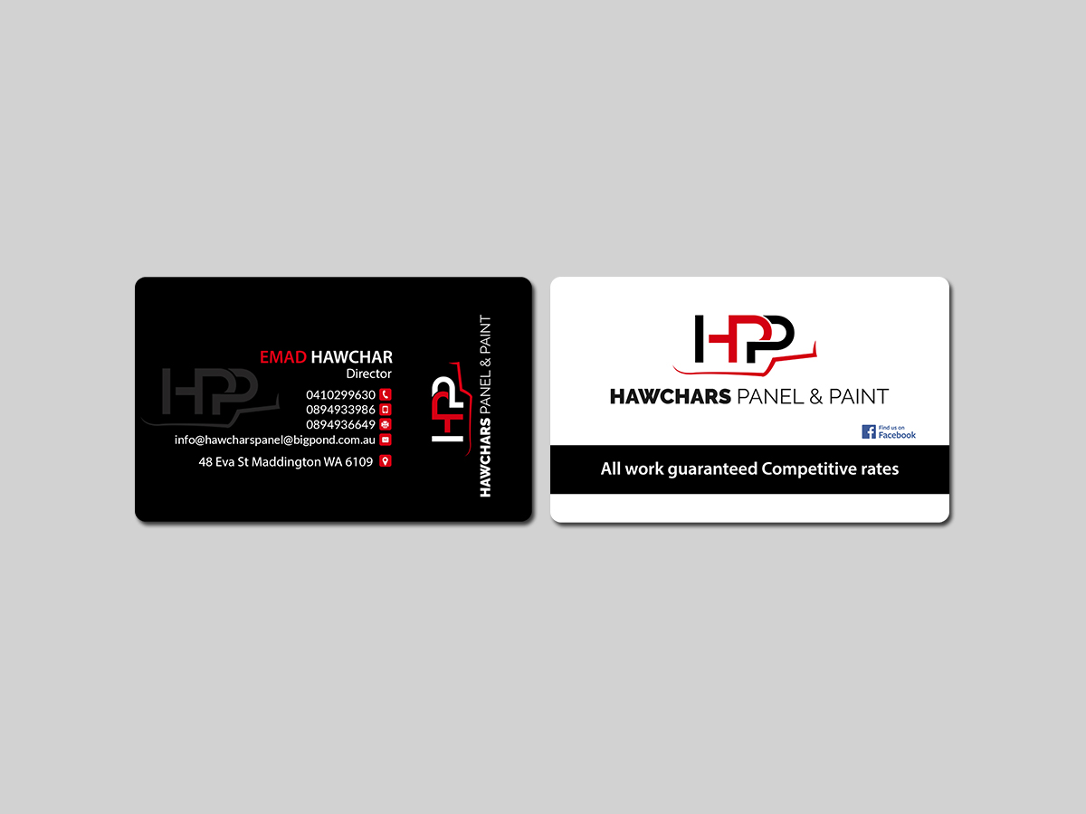 Business Card Design by Creations Box 2015 for HAWCHARS PANEL & PAINT PTY LTD | Design #17383212