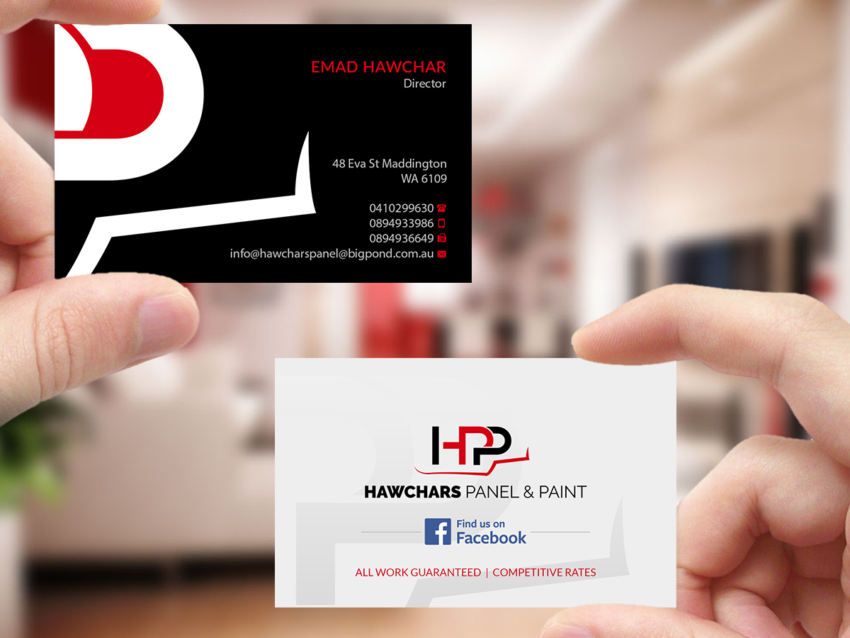 Business Card Design by Creations Box 2015 for HAWCHARS PANEL & PAINT PTY LTD | Design #17383311