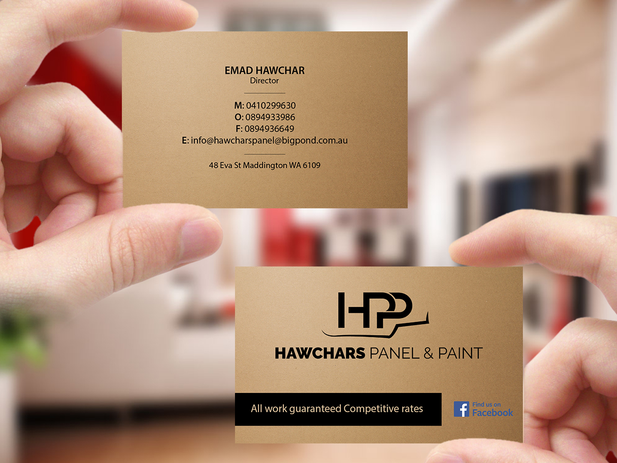 Business Card Design by Creations Box 2015 for HAWCHARS PANEL & PAINT PTY LTD | Design #17383335