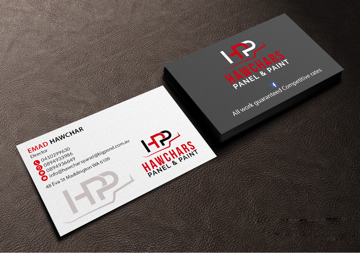 Business Card Design by Creations Box 2015 for HAWCHARS PANEL & PAINT PTY LTD | Design #17383339