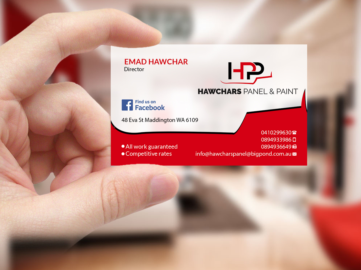 Business Card Design by Creations Box 2015 for HAWCHARS PANEL & PAINT PTY LTD | Design #17383767