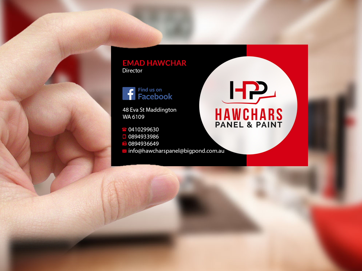 Business Card Design by Creations Box 2015 for HAWCHARS PANEL & PAINT PTY LTD | Design #17383768