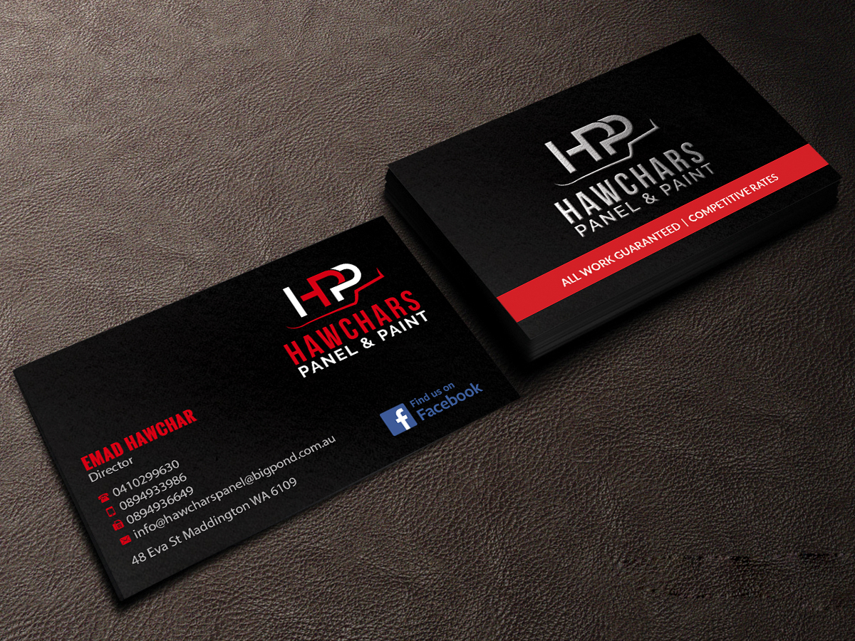 Business Card Design by Creations Box 2015 for HAWCHARS PANEL & PAINT PTY LTD | Design #17383781