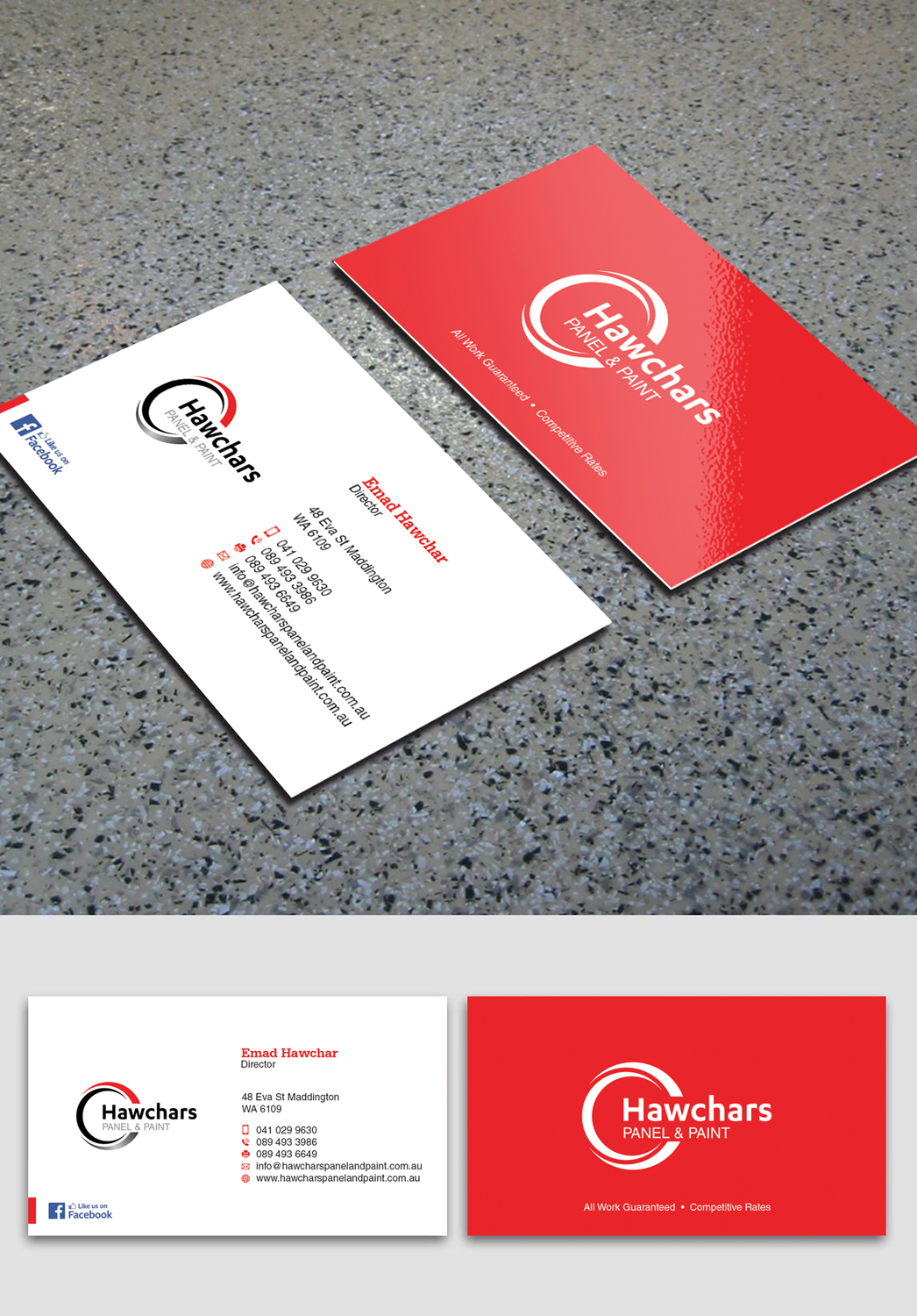 Business Card Design by OxonoArt for HAWCHARS PANEL & PAINT PTY LTD | Design #17444338