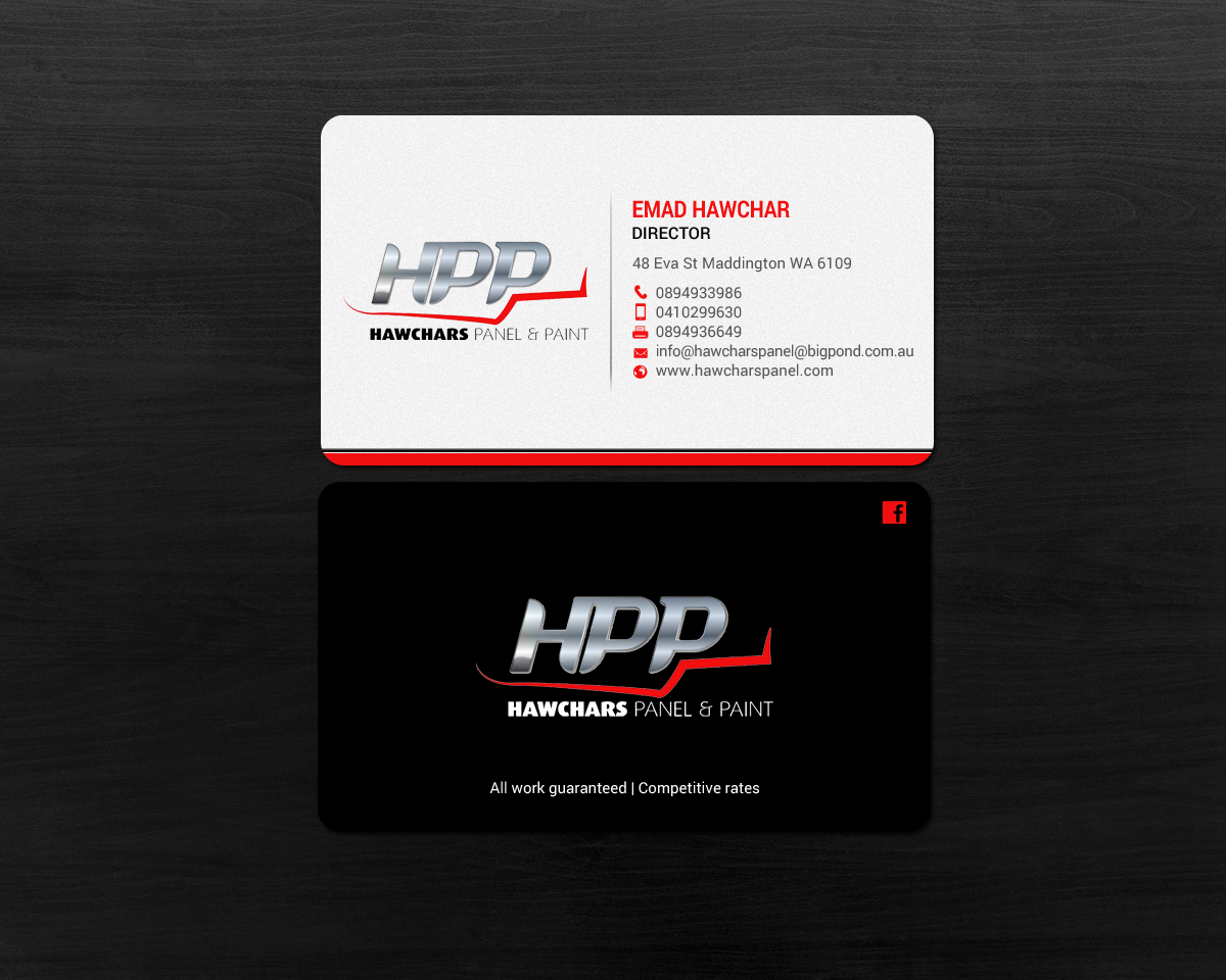 Business Card Design by chandrayaan.creative for HAWCHARS PANEL & PAINT PTY LTD | Design #17376658
