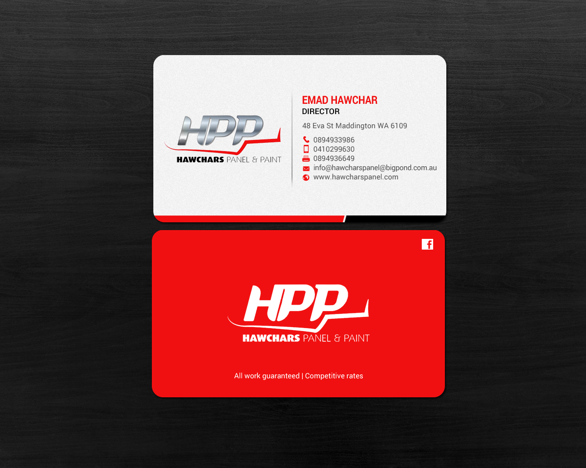 Design de Carte de Visite par chandrayaan.creative pour HAWCHARS PANEL & PAINT PTY LTD | Design #17376659