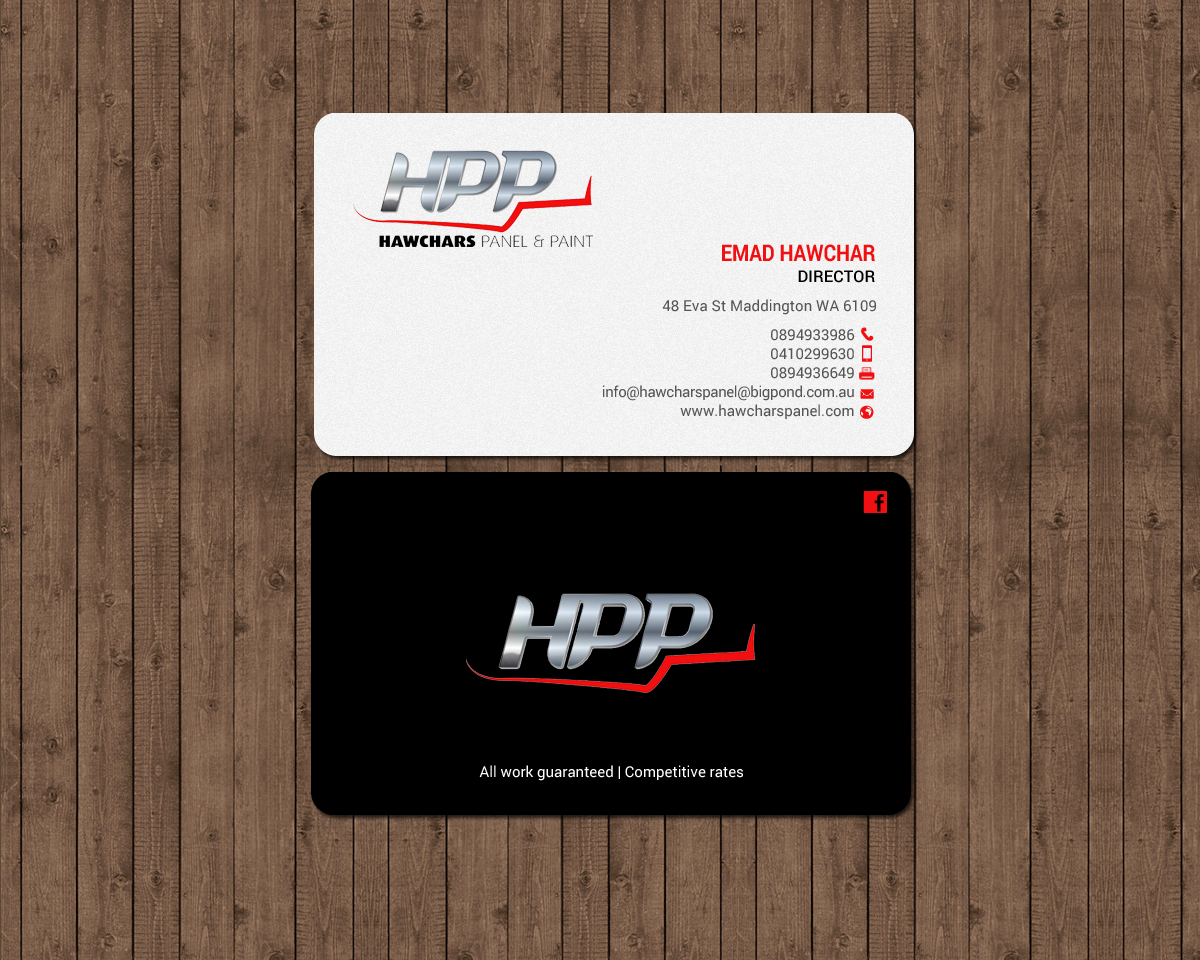 Design de Carte de Visite par chandrayaan.creative pour HAWCHARS PANEL & PAINT PTY LTD | Design #17376662