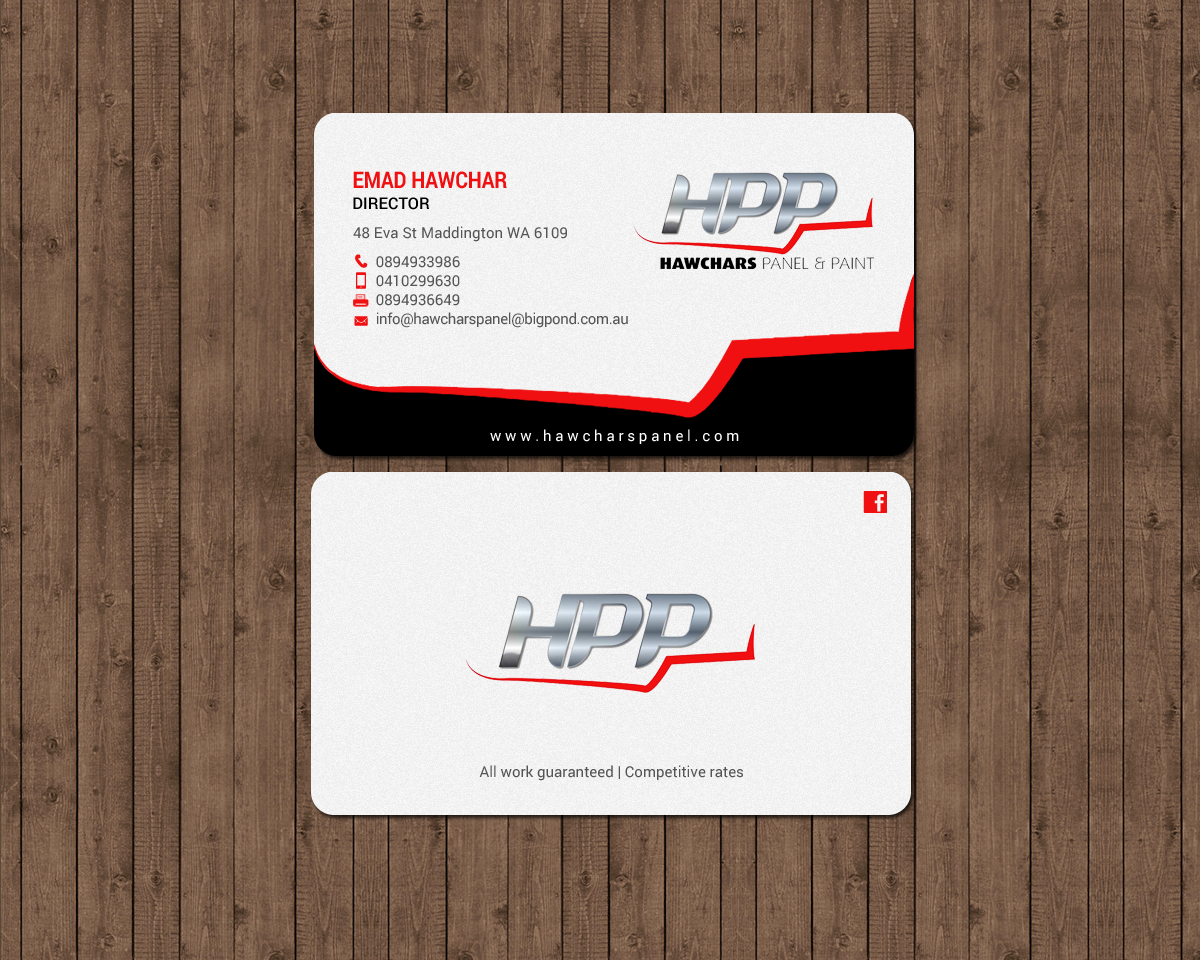 Business Card Design by chandrayaan.creative for HAWCHARS PANEL & PAINT PTY LTD | Design #17377181