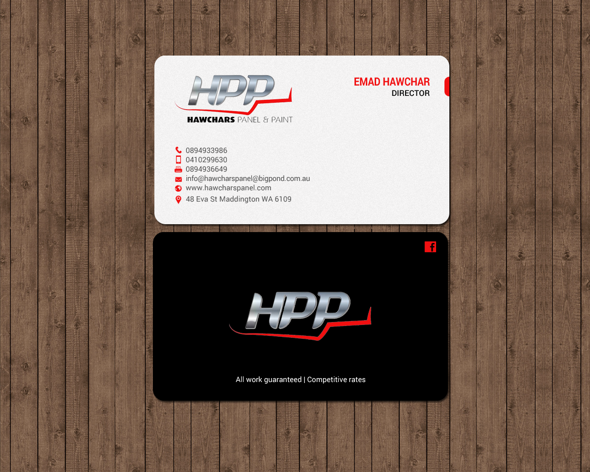Business Card Design by chandrayaan.creative for HAWCHARS PANEL & PAINT PTY LTD | Design #17377182
