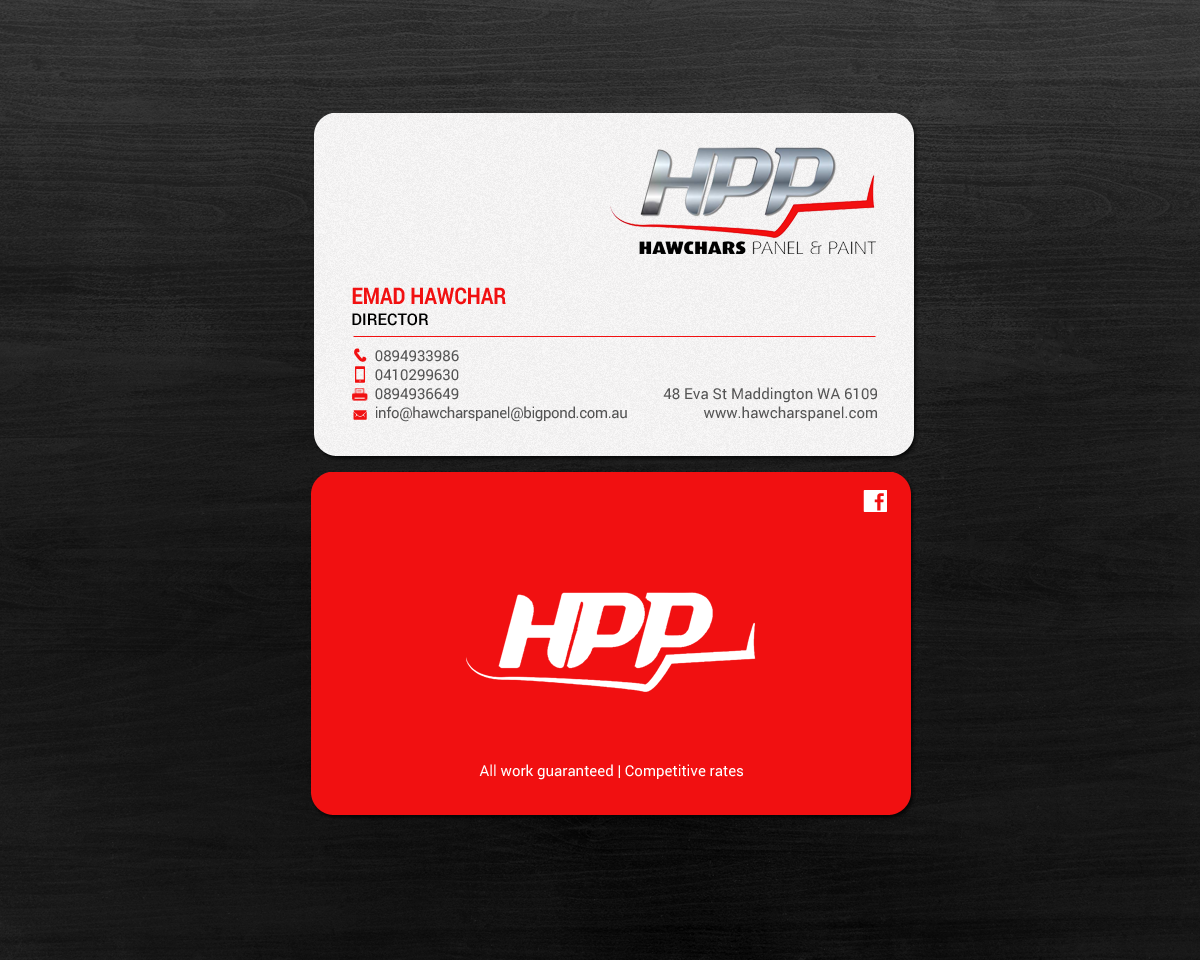 Business Card Design by chandrayaan.creative for HAWCHARS PANEL & PAINT PTY LTD | Design #17377354