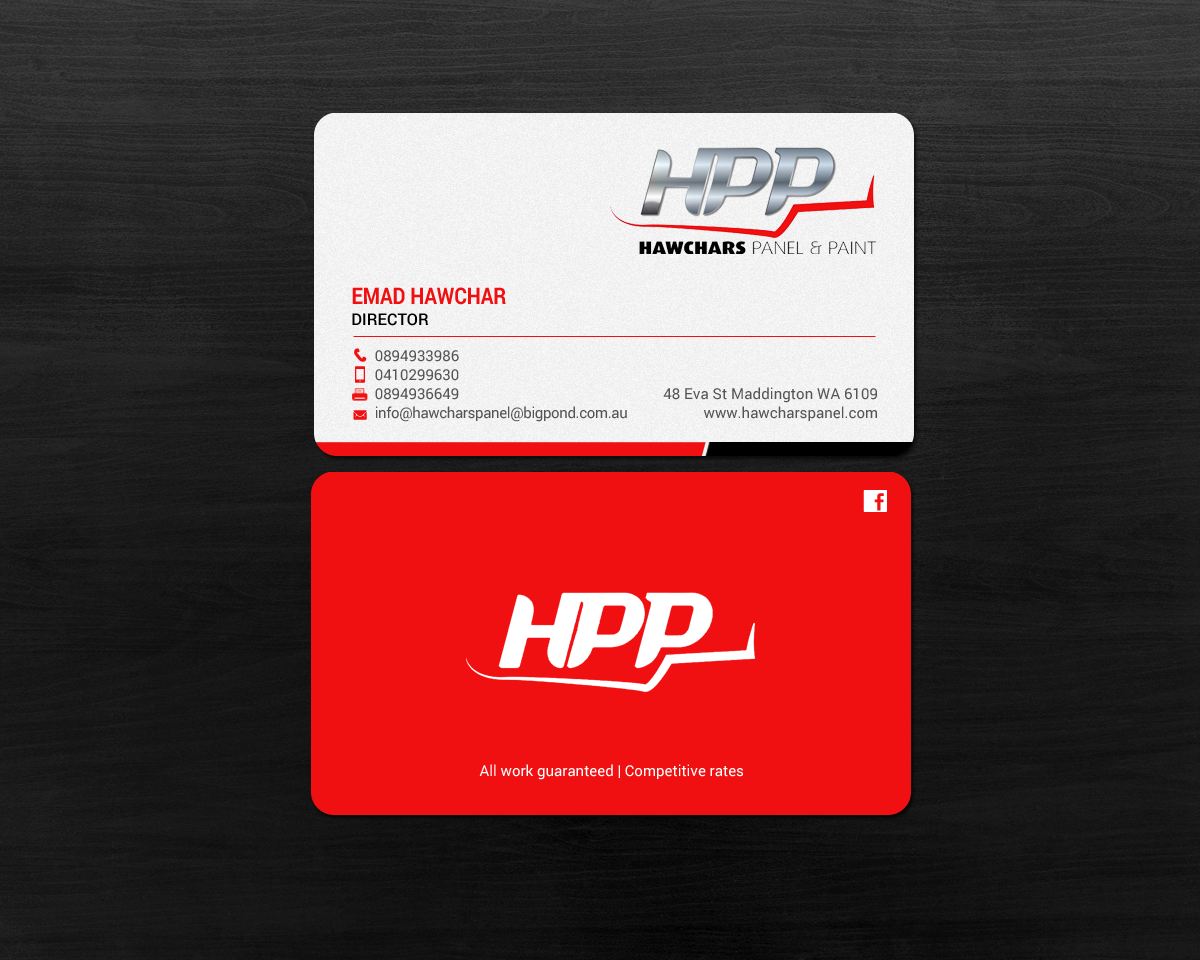 Business Card Design by chandrayaan.creative for HAWCHARS PANEL & PAINT PTY LTD | Design #17377383