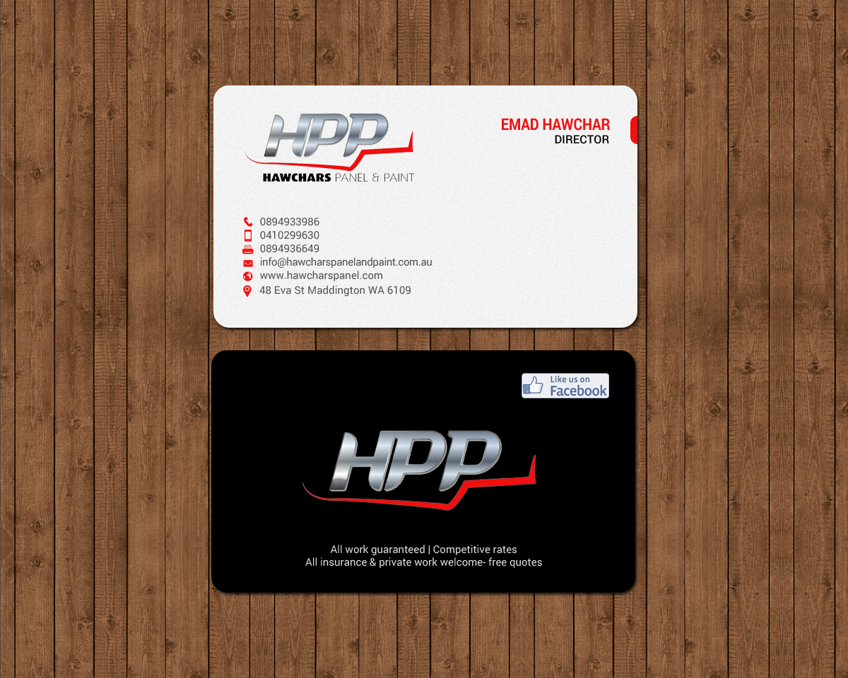 Design de Carte de Visite par chandrayaan.creative pour HAWCHARS PANEL & PAINT PTY LTD | Design #17389145