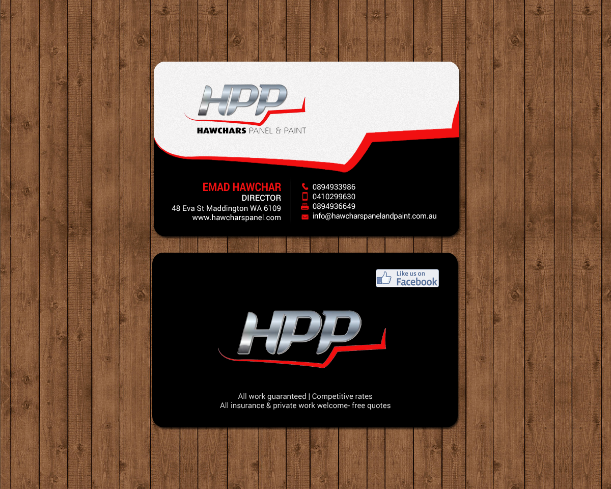 Business Card Design by chandrayaan.creative for HAWCHARS PANEL & PAINT PTY LTD | Design #17389149