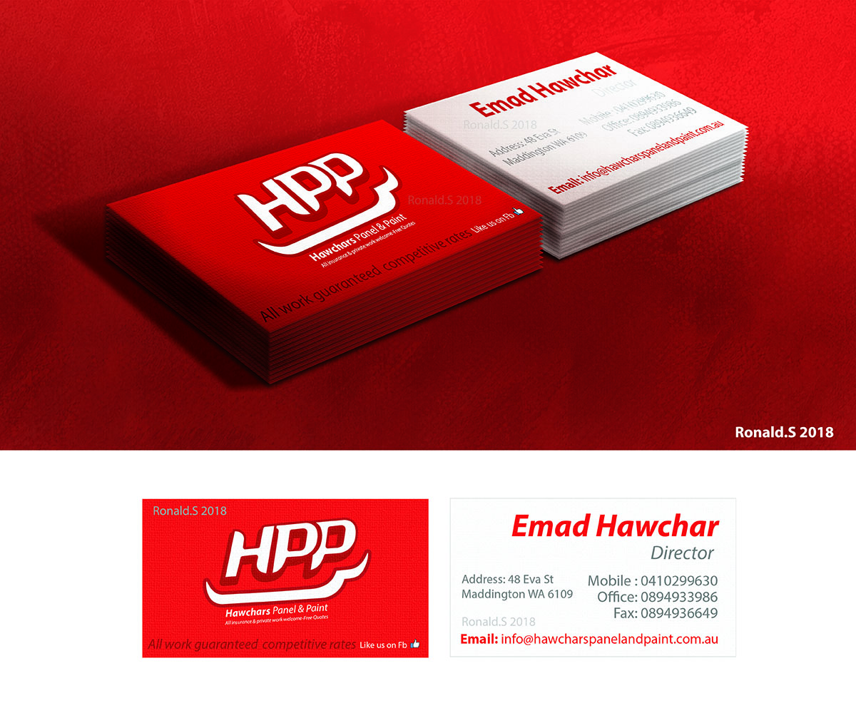 Visitenkarten-Design von Rons. für HAWCHARS PANEL & PAINT PTY LTD | Design #17393010