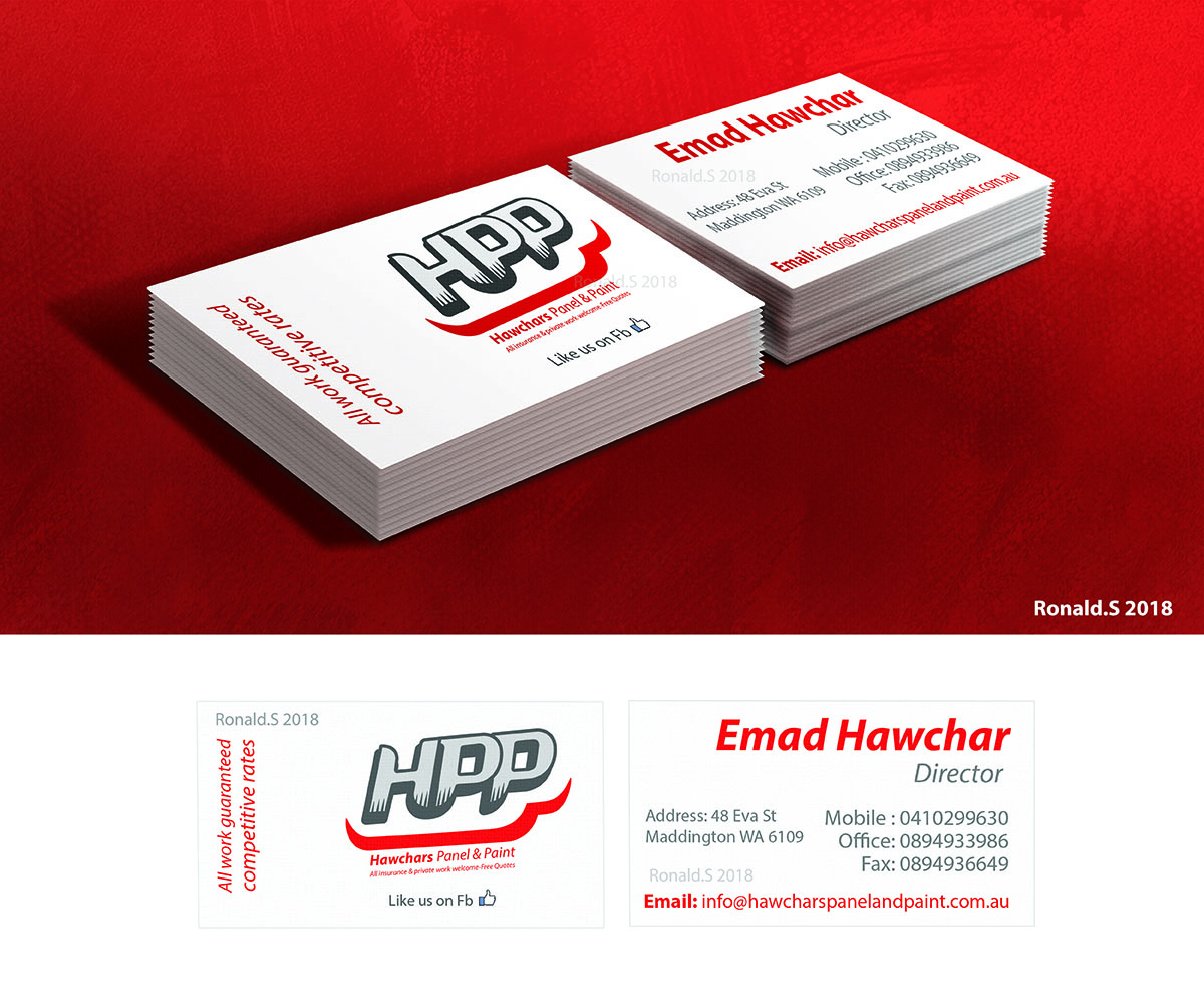 Business Card Design by Rons. for HAWCHARS PANEL & PAINT PTY LTD | Design #17393107