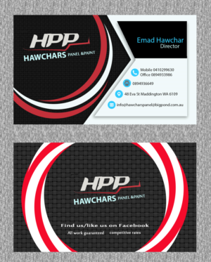 Business Card Design by abdeddine14 for HAWCHARS PANEL & PAINT PTY LTD | Design #17369571