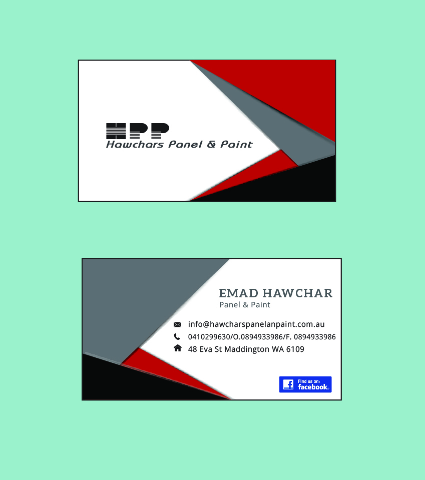 Business Card Design by kajal 3 for HAWCHARS PANEL & PAINT PTY LTD | Design #17396656