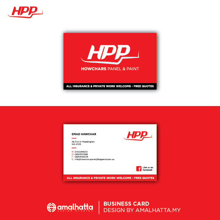 Design de Carte de Visite par amalhatta.my pour HAWCHARS PANEL & PAINT PTY LTD | Design #17371507