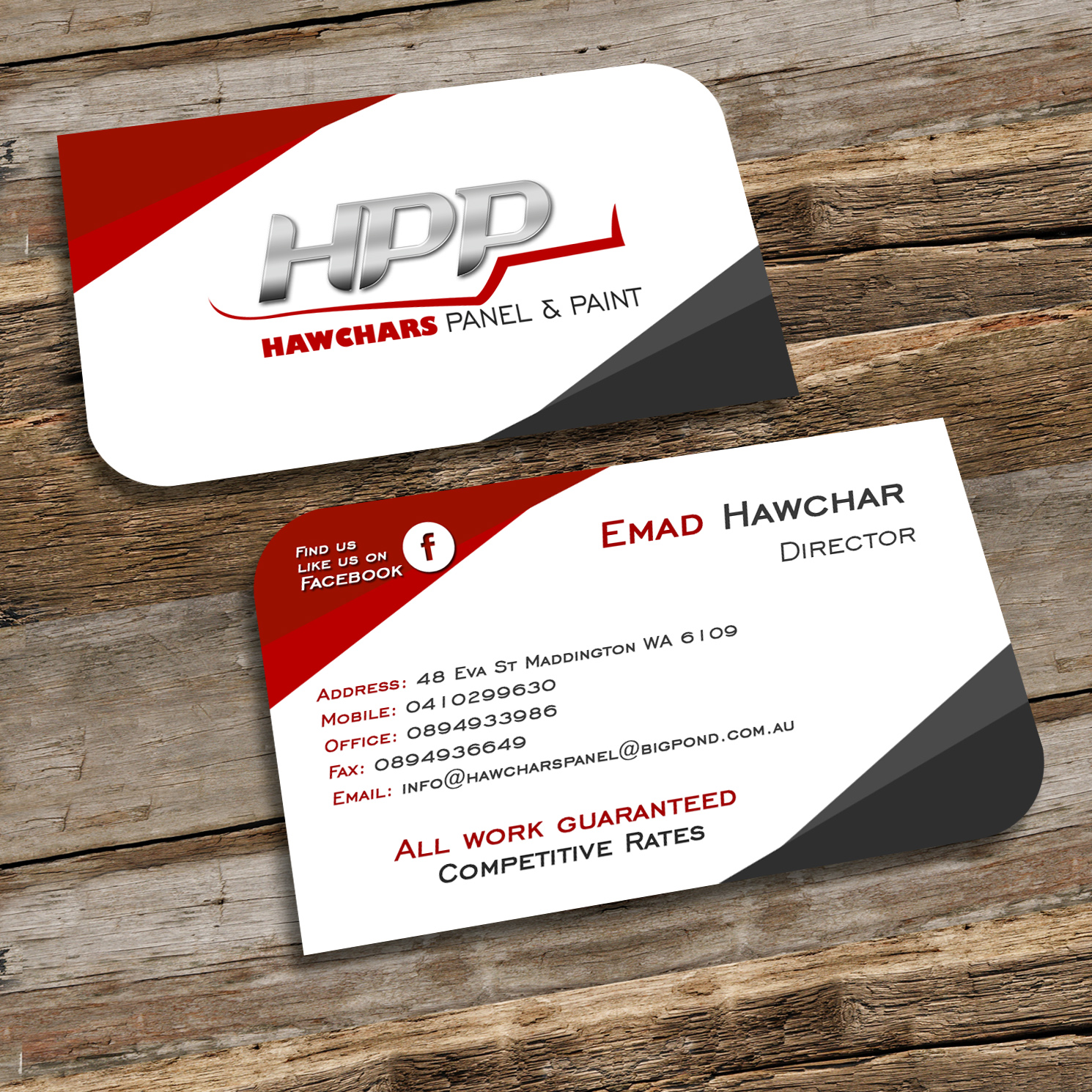 Design de Carte de Visite par Sergio Medina pour HAWCHARS PANEL & PAINT PTY LTD | Design #17382053