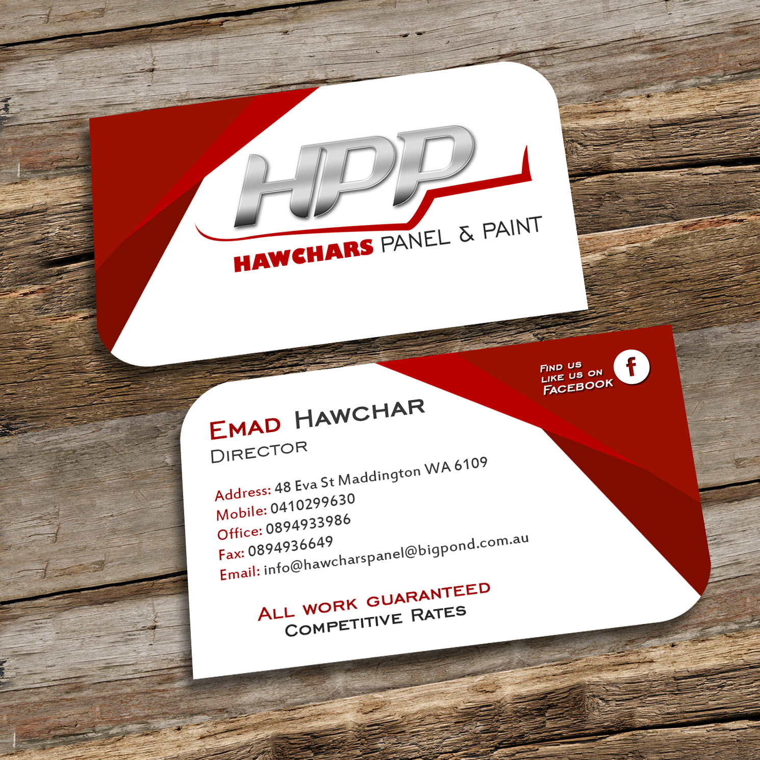 Business Card Design by Sergio Medina for HAWCHARS PANEL & PAINT PTY LTD | Design #17382119