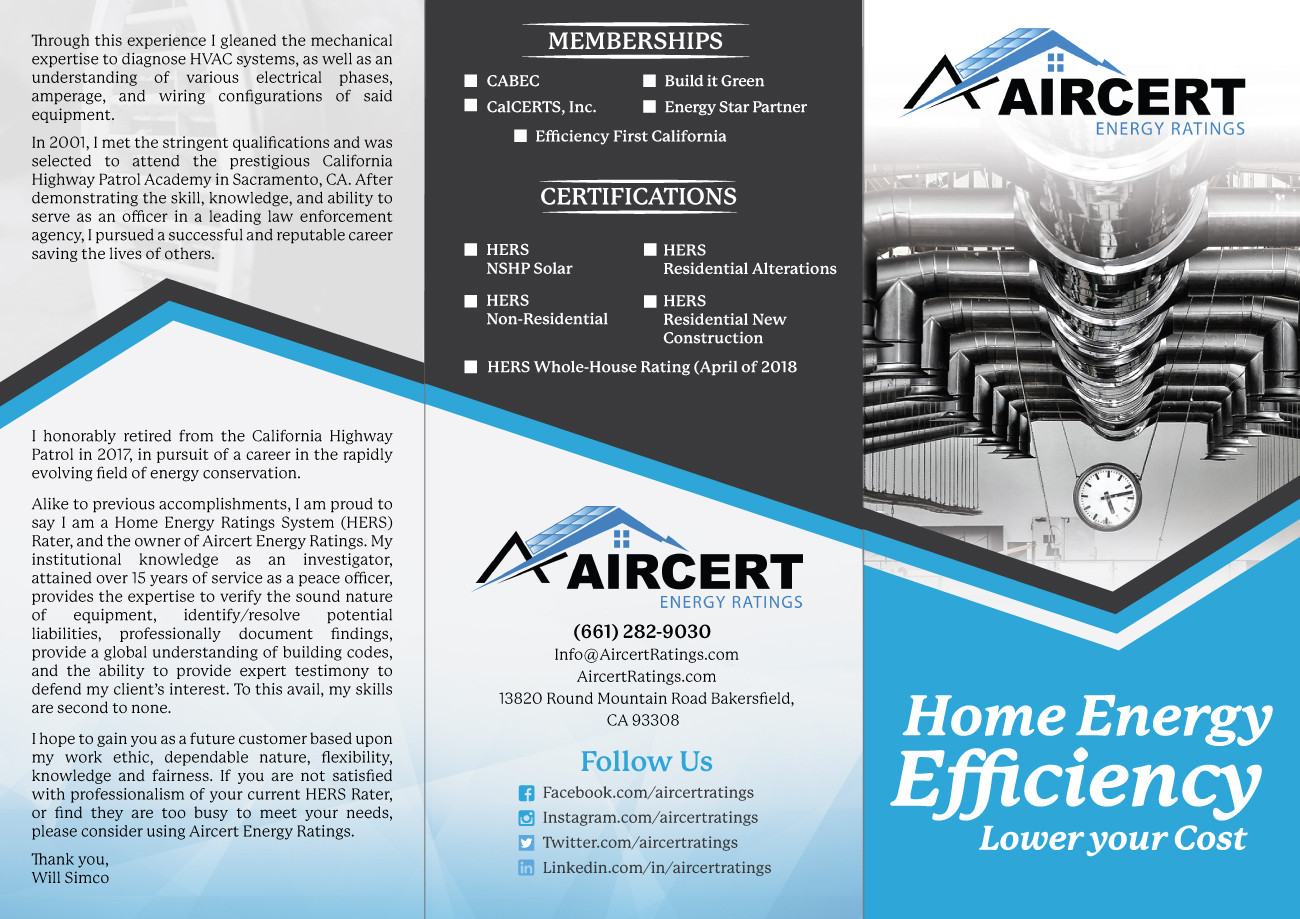 Brochure Design by Dexter Solutions for Aircert Energy Ratings, Inc. | Design #17416045