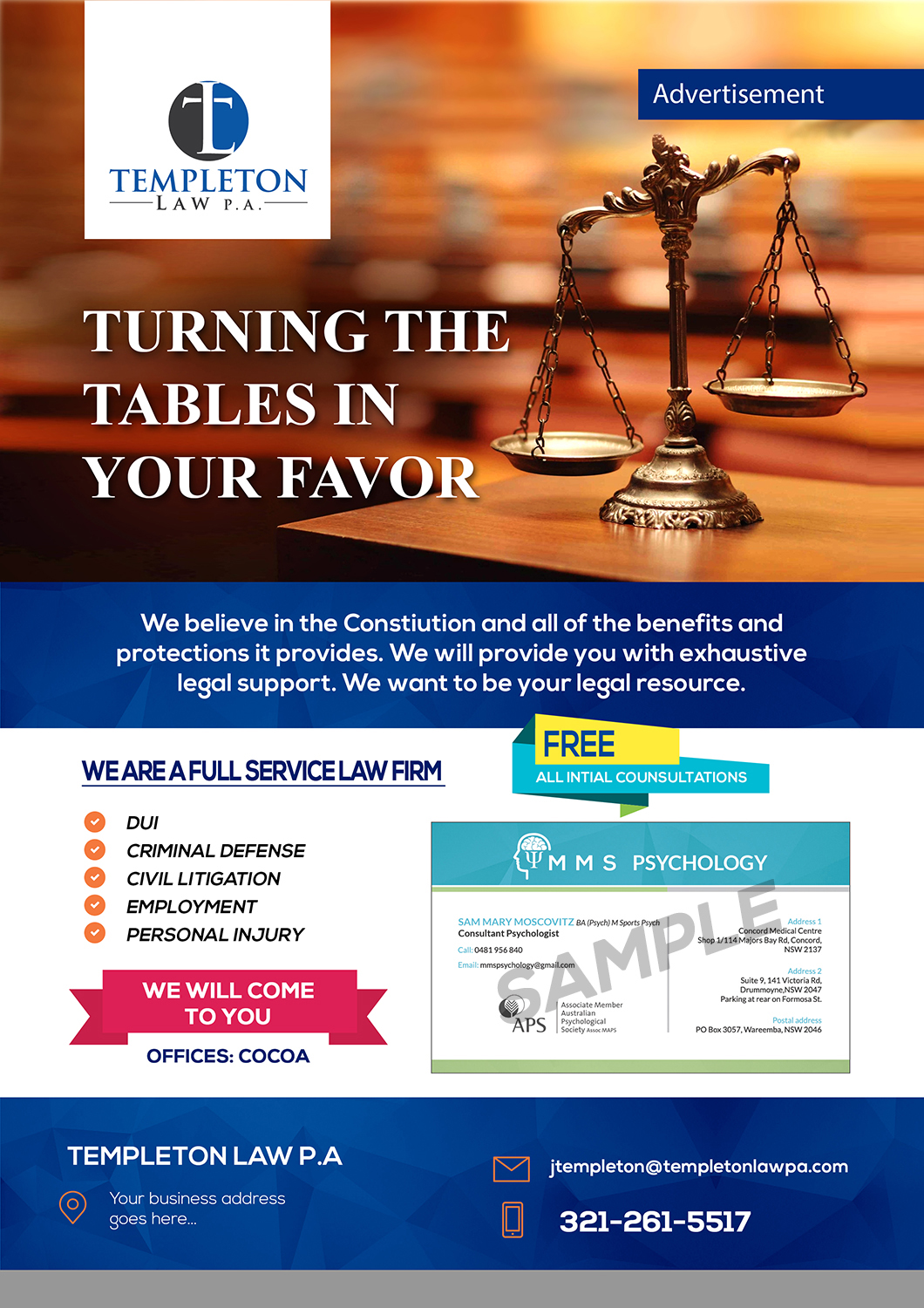 Postcard Design by VEGA-Designs for Templeton Law P.A.  | Design #17423573