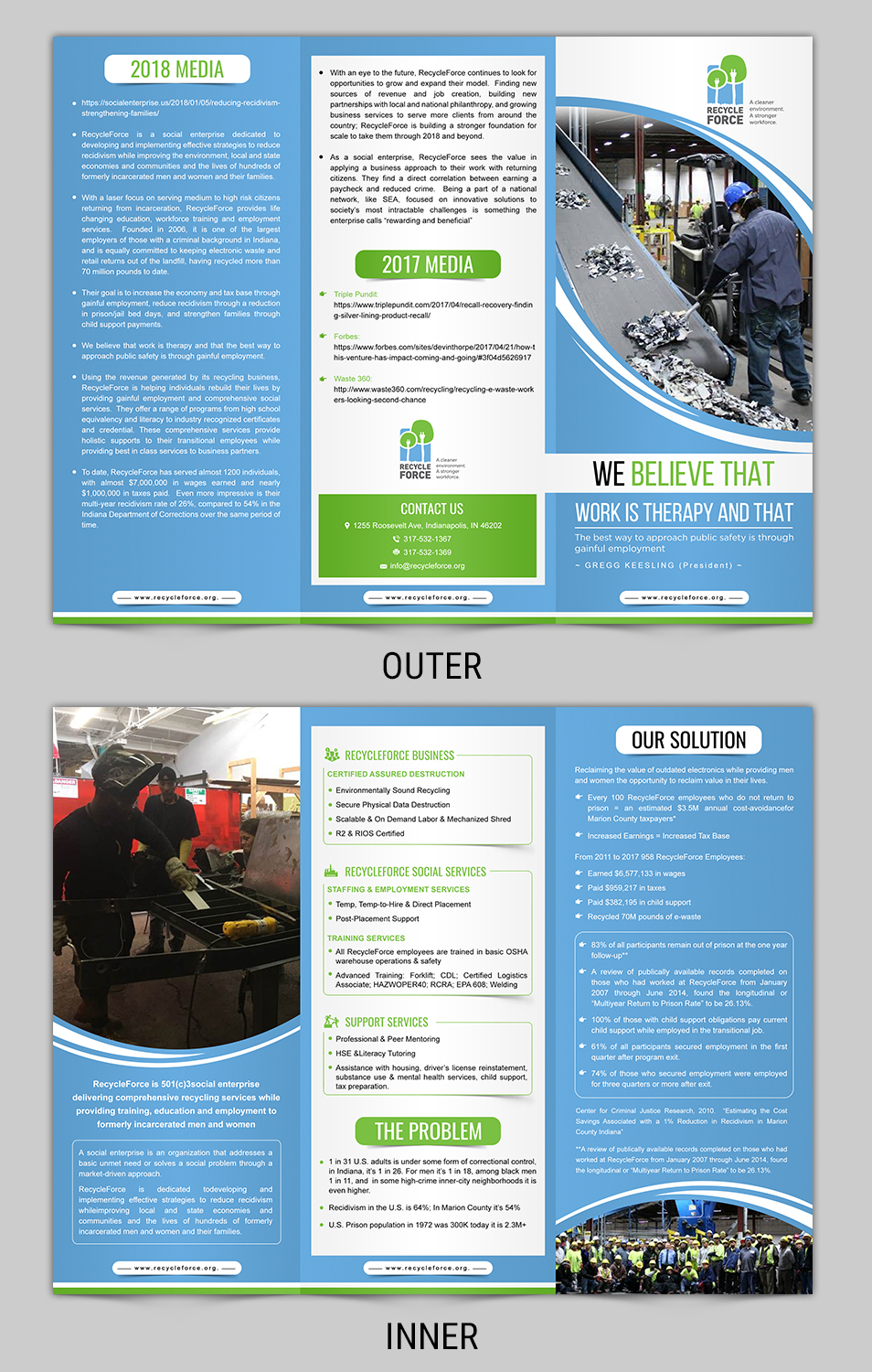 Brochure Design by SAI DESIGNS for RecycleForce | Design #17411717