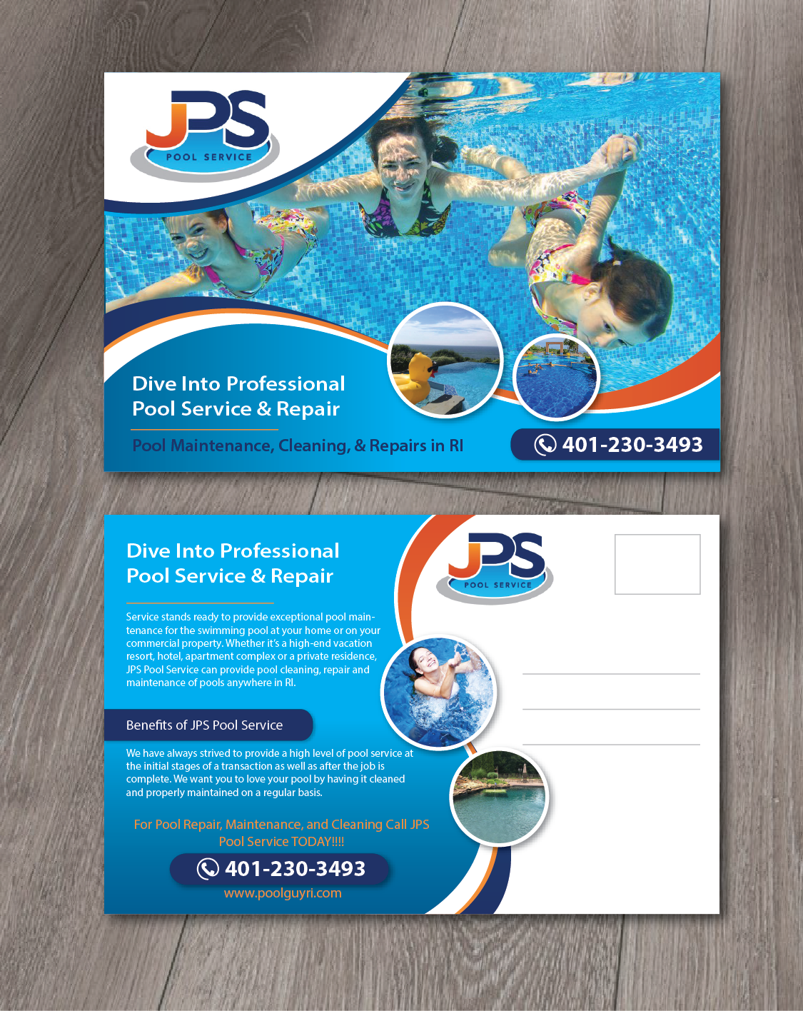 Diseño de Postal por alex989 para JPS POOL SERVICE | Diseño #17433848