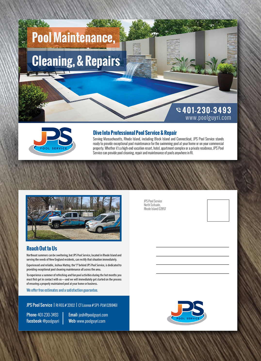 Design de Carte Postale par Alexandar pour JPS POOL SERVICE | Design : #17445300