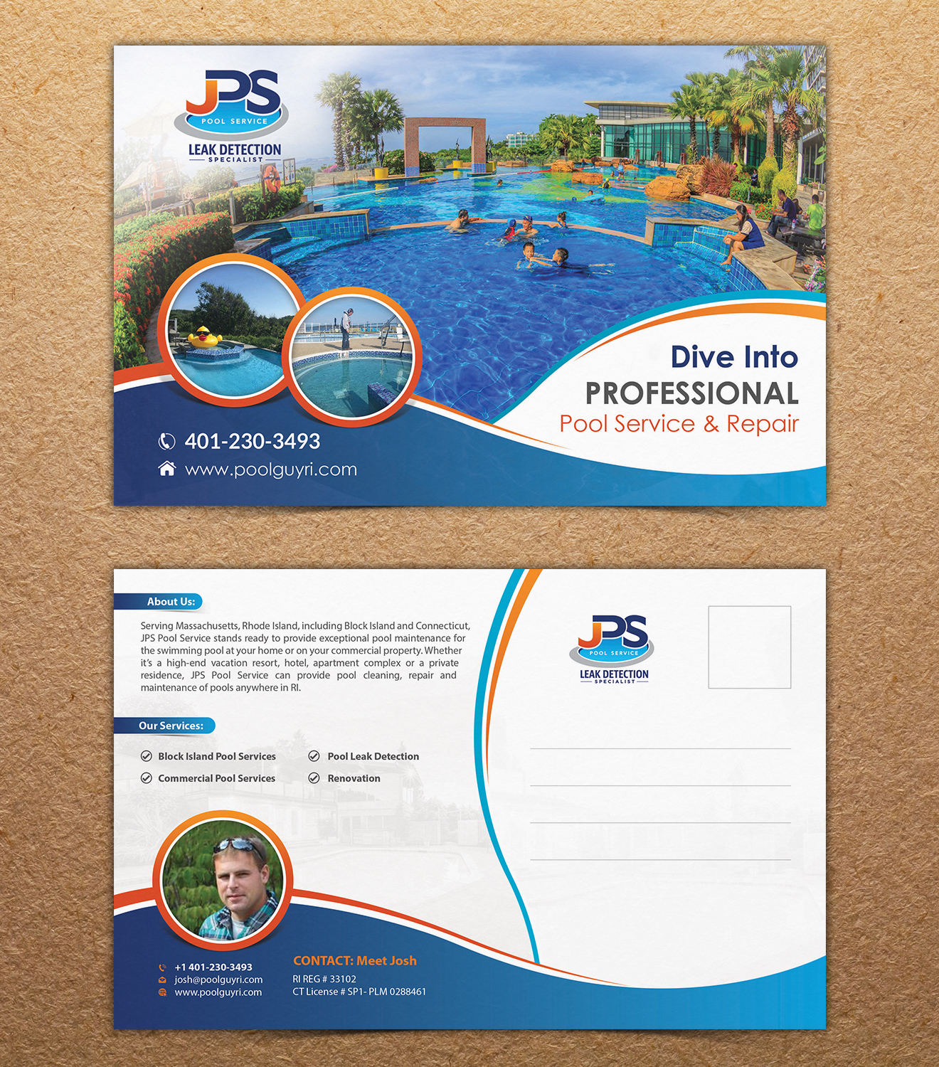 Diseño de Postal por debdesign para JPS POOL SERVICE | Diseño #17468359