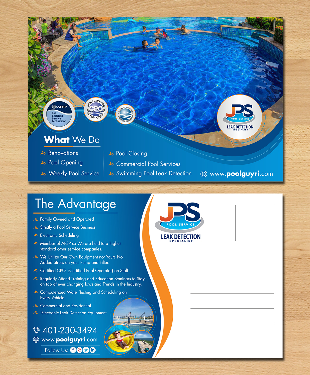 Postcard Design by ecorokerz for JPS POOL SERVICE | Design #17451492
