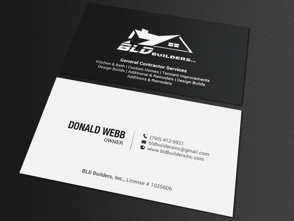 Business Card Design by chandrayaan.creative for BLD Builders, Inc. | Design #17395835