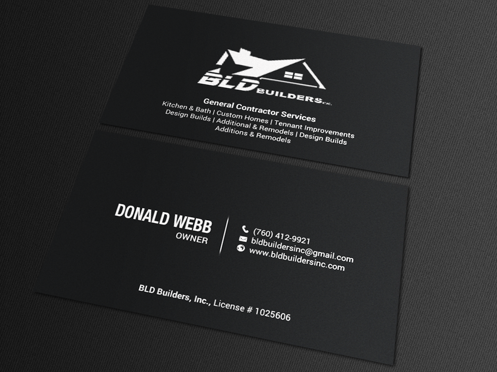 Business Card Design by chandrayaan.creative for BLD Builders, Inc. | Design #17395836