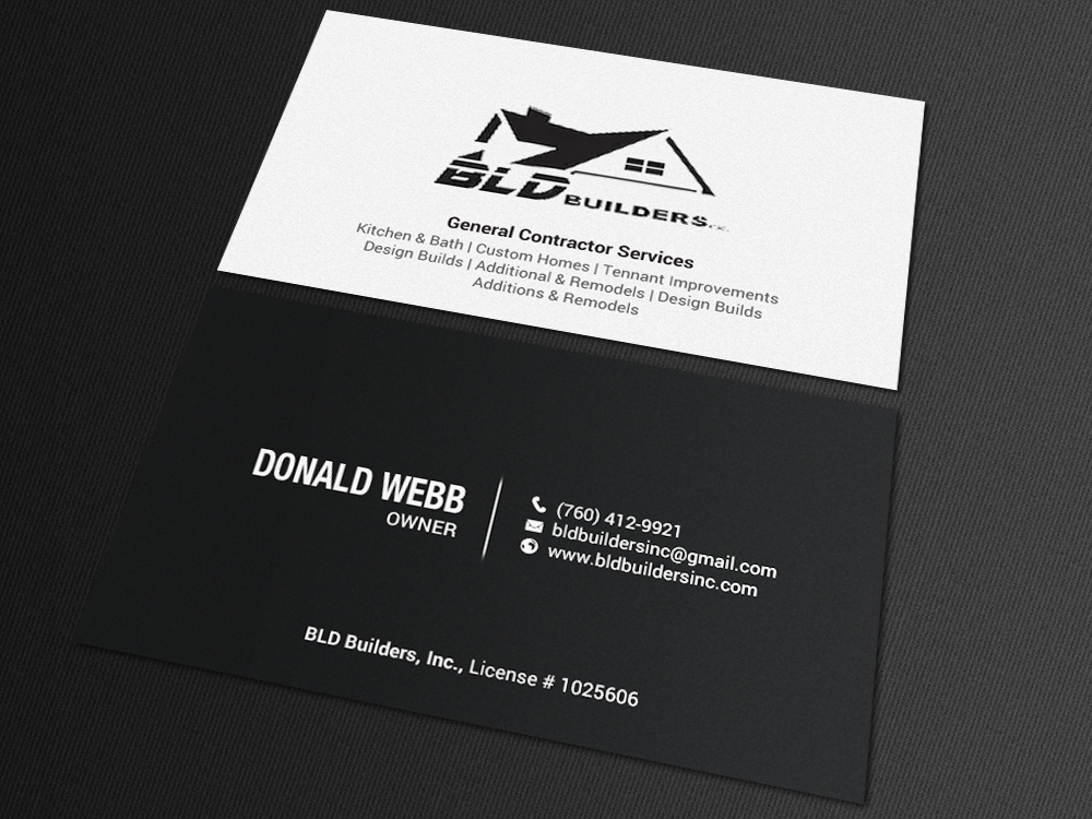 Business Card Design by chandrayaan.creative for BLD Builders, Inc. | Design #17395837