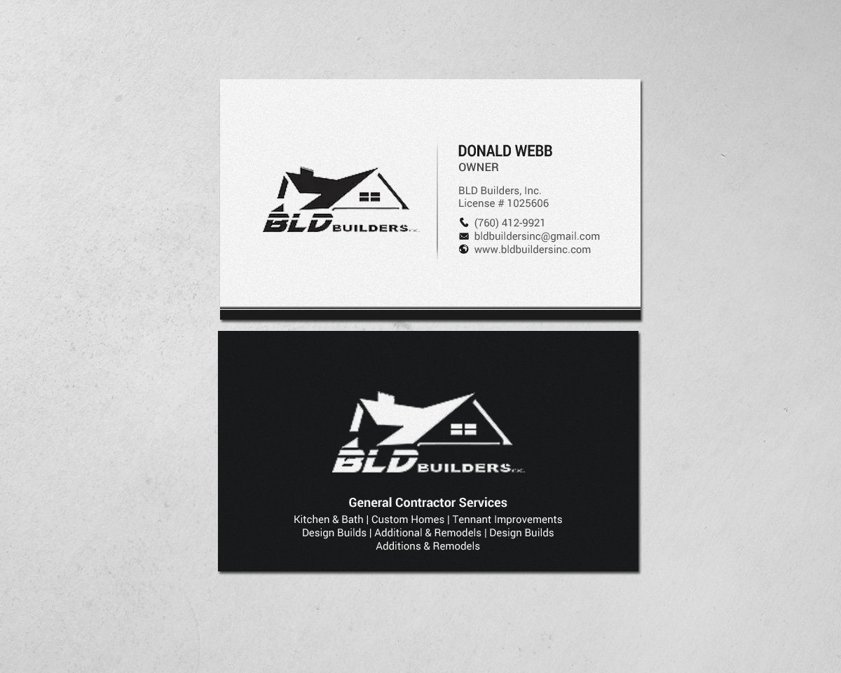 Business Card Design by chandrayaan.creative for BLD Builders, Inc. | Design #17395839