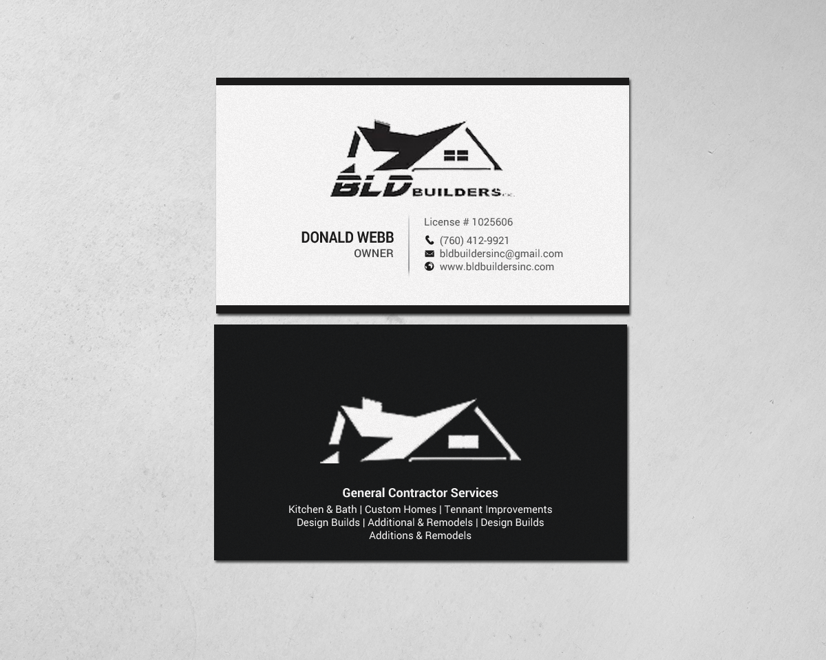 Business Card Design by chandrayaan.creative for BLD Builders, Inc. | Design #17395874