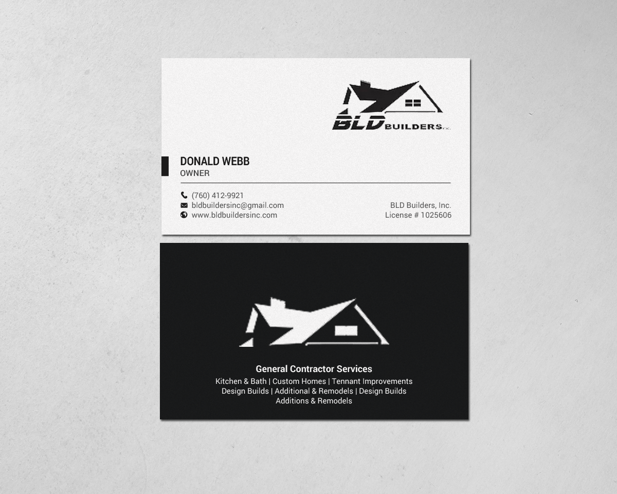 Business Card Design by chandrayaan.creative for BLD Builders, Inc. | Design #17395875