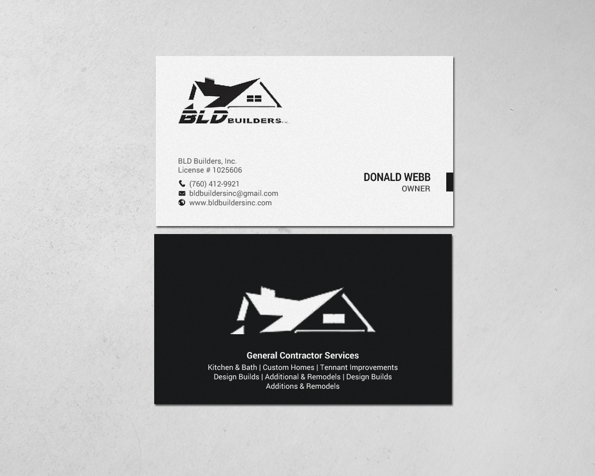 Business Card Design by chandrayaan.creative for BLD Builders, Inc. | Design #17395876
